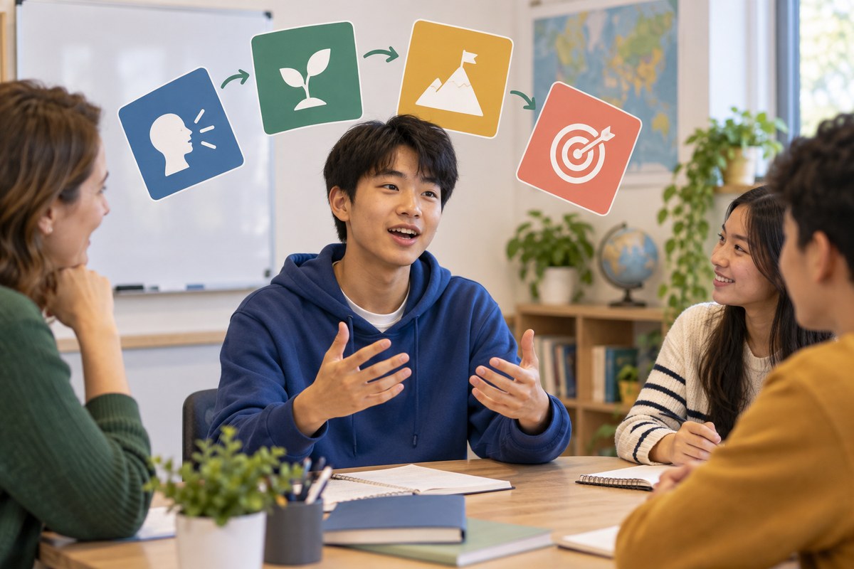 学生在英语交流中用观点理由例子和回扣扩展回答