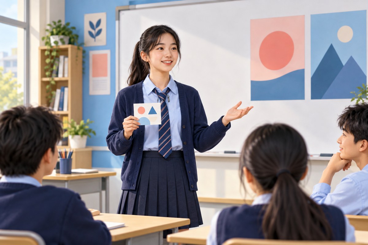 学生在课堂汇报中使用简洁路线卡组织表达
