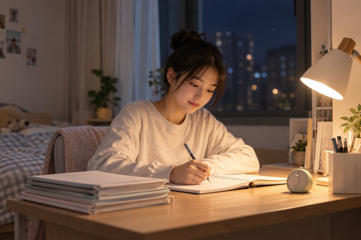 原创配图：在安静晚间以轻量复盘结束一天<a href='https://www.9educ.com/xuexi/' class='n'>学习</a>